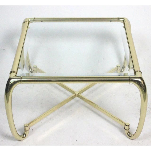 Mid-Century Modern Mid Century Mastercraft Brass Glass Coffee Table For Sale - Image 3 of 5