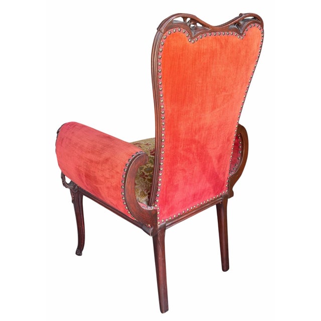 Pair of Grosfeld House Hollywood Regency Red Velvet Arm Chairs For Sale - Image 10 of 12