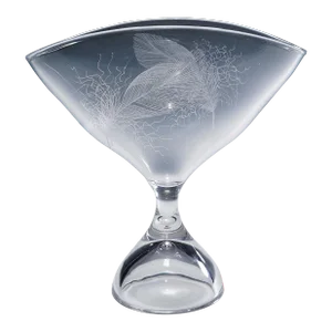 Footed Bowl With Feather Decoration by Vicke Lindstrand for Kosta 1950s