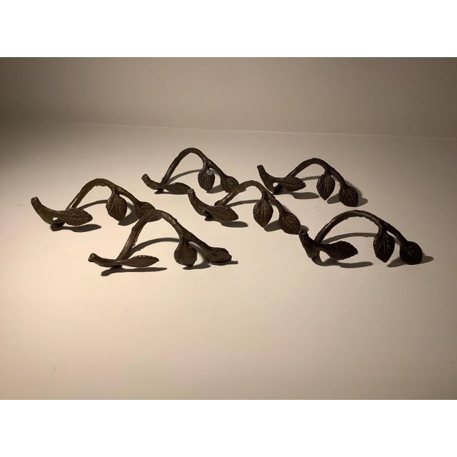 Rustic Bronze Leaf Napkin Rings - Set of 6 For Sale - Image 3 of 6