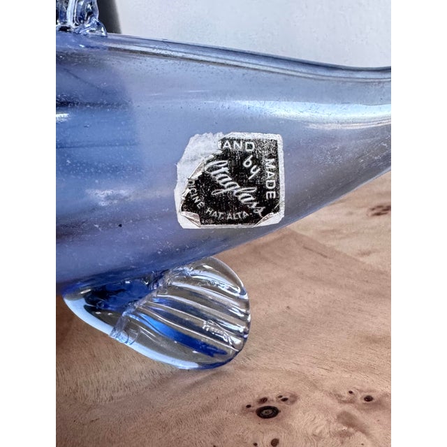 Blue Vintage Altaglass Blue Hand Blown 10” Glass Fish Sculpture For Sale - Image 8 of 12