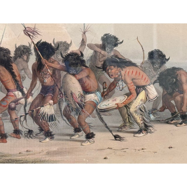 Native American Late 19th Century "Buffalo Dance" (Plate 8) From the North American Indian Portfolio by Artist George Catlin For Sale - Image 3 of 5