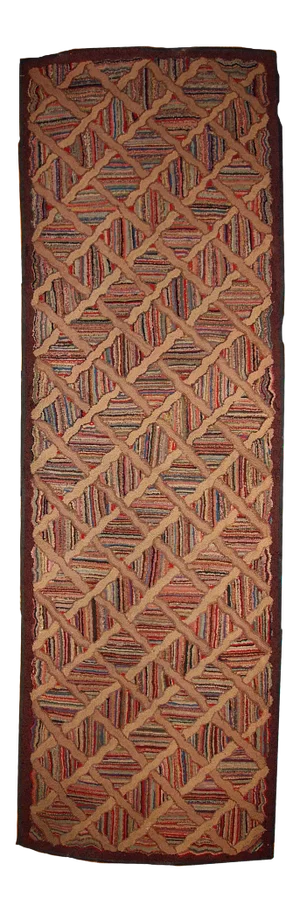 1880s Handmade Antique American Hooked Runner