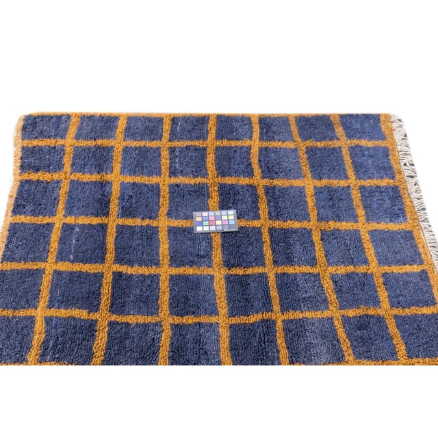 Blue Vintage Swedish Rug 4'1'' x 4'10'' For Sale - Image 8 of 9