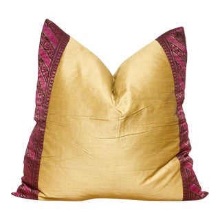 Old Gold Festive Silk Euro Pillow Cover For Sale
