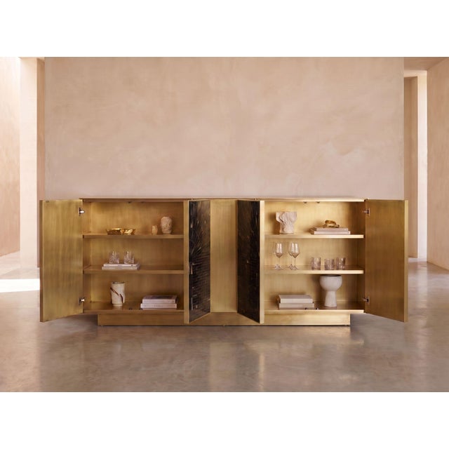 Arcana Horn and Brass Sunburst Sideboard For Sale - Image 6 of 9