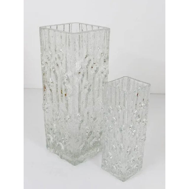 Glass Large German Modern Ice Glass Vase from Peill & Putzler, 1970s For Sale - Image 7 of 11