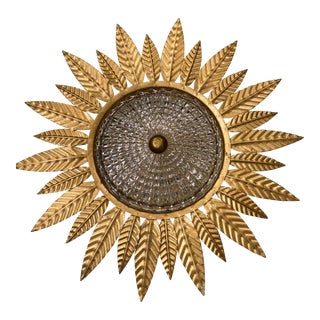 1930s Sunburst Light Fixture For Sale