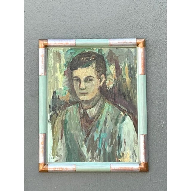 Wood Vintage Framed Portrait Oil Painting For Sale - Image 7 of 12