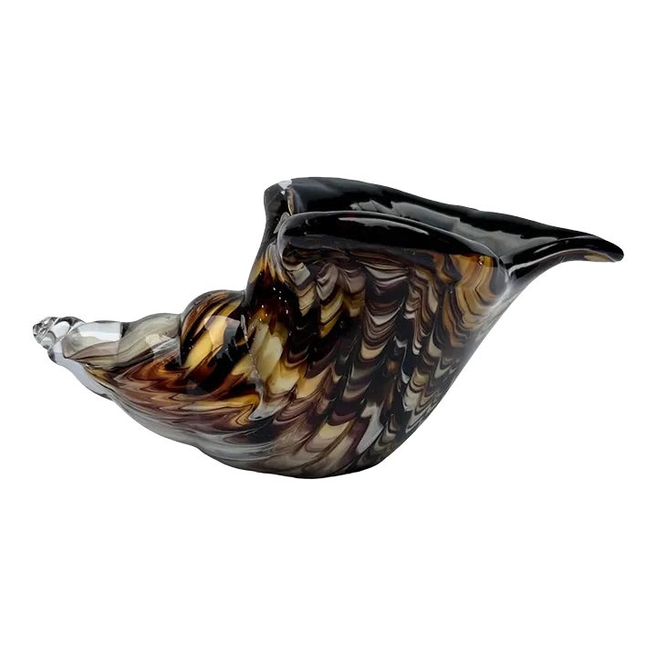 Vintage Hand-Blown Art Glass Sea Shell | Chairish