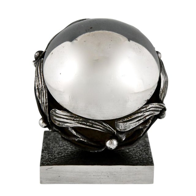 Silver Art Deco Wrought Iron Mistletoe Paperweight by Edgar Brandt, France, 1921 For Sale - Image 8 of 12