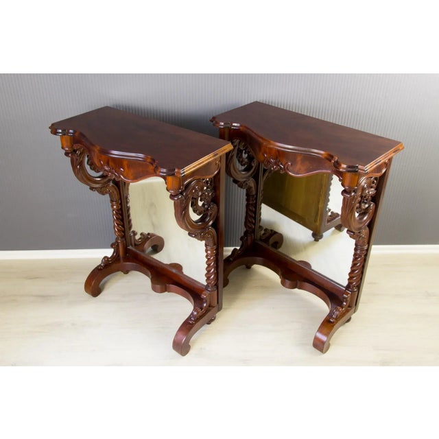 Antique Walnut Wall Console Tables, Set of 2 For Sale - Image 12 of 18