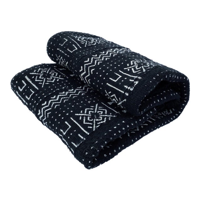 Vintage African Black and White Mud Cloth Textile Mali 65 by 42" For Sale - Image 4 of 6