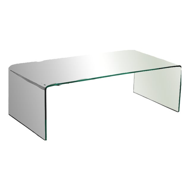 Clear Bent Glass Coffee Table, 1970s For Sale