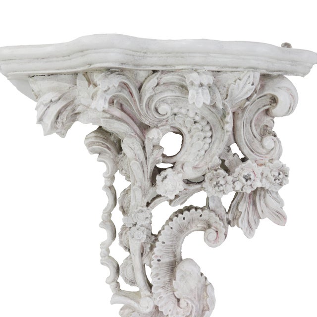 Pair of Vintage Rococo Style Carved Wall Brackets With Scroll and Floral Motifs For Sale - Image 10 of 16