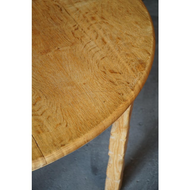 Mid-Century Modern Round Oak Dining Table with Three Extensions, 1960s For Sale - Image 10 of 18