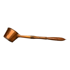 Large Dutch Copper Dipper With Walnut Handle, Hand Rolled Edge, Circa 1890