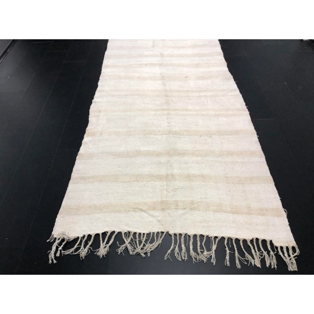 Traditional Vintage Modern Turkish Hemp Kilim Rug- 5′4″ × 10′9″ For Sale - Image 3 of 11