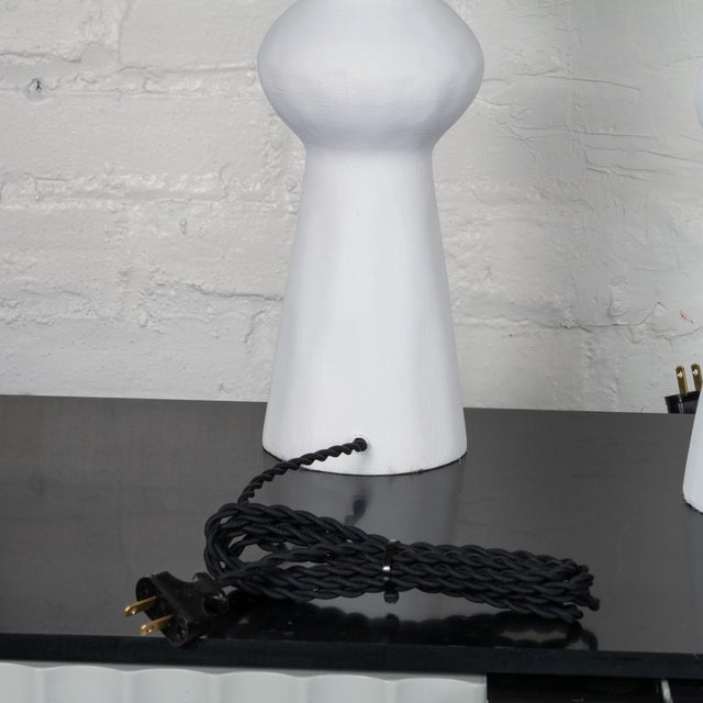 White Composition Organic Table Lamps - a Pair For Sale - Image 8 of 9