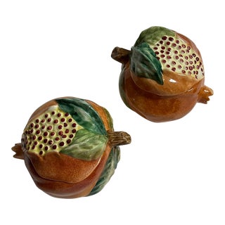 Set of Two Vintage Late 20th Century Vietri Pomegranate Covered Serving or Keepsake Boxes For Sale