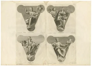 After Zampieri, Plate Showing the Four Evangelists, 1762, Print