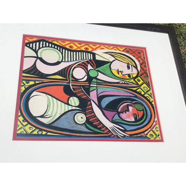 Wood Picasso’s “Girl Before a Mirror” Giclee Print Double Matted and Framed For Sale - Image 7 of 9