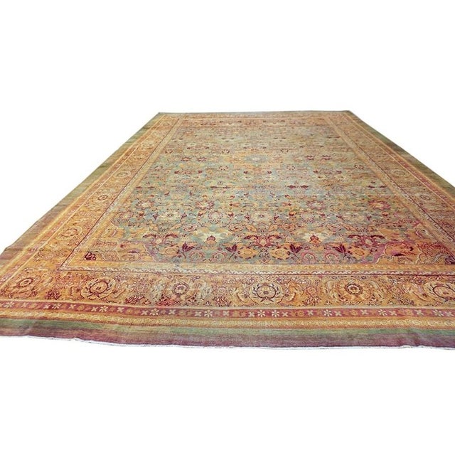 Antique Large Amritsar Indian Geometric Rug, Country of Origin: India, Circa Date: 1880s. This exceptional example of a...