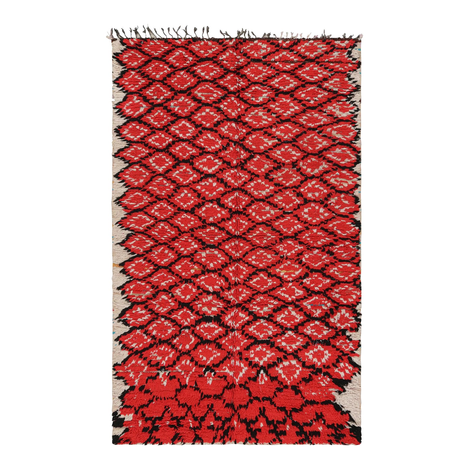 Vintage Moroccan Rug With Red, Black and White Diamond Patterns | Rug ...