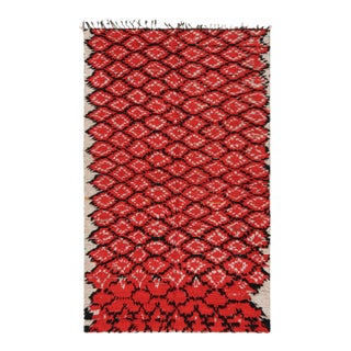 Vintage Moroccan Rug With Red, Black and White Diamond Patterns | Rug & Kilim For Sale