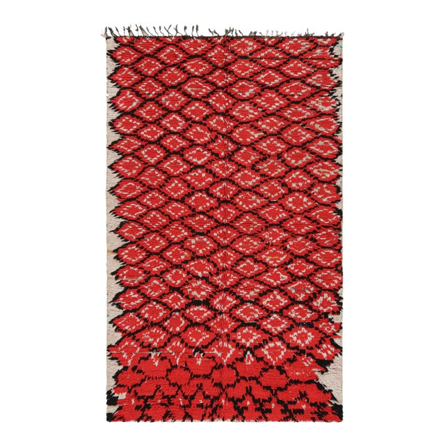 Vintage Moroccan Rug With Red, Black and White Diamond Patterns | Rug ...