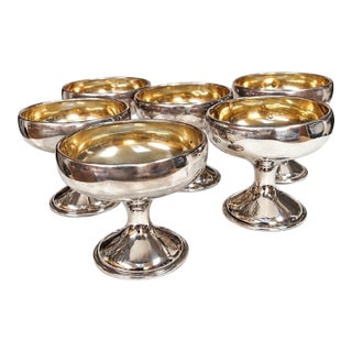 Antique Schmitz Moore & Co Sterling Silver Gilt Sherbet Cups - Set of Six For Sale