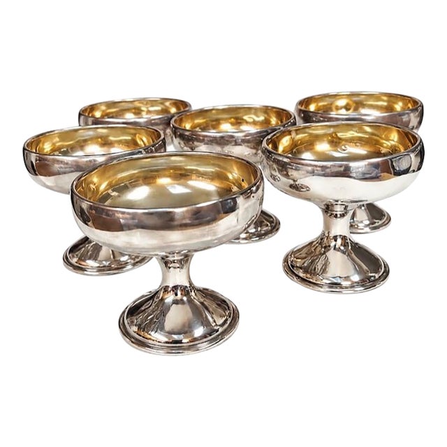 Antique Schmitz Moore & Co Sterling Silver Gilt Sherbet Cups - Set of Six For Sale