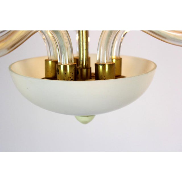 Gold Mid-Century Steel & Glass Pendant Lamp, 1960s For Sale - Image 8 of 16