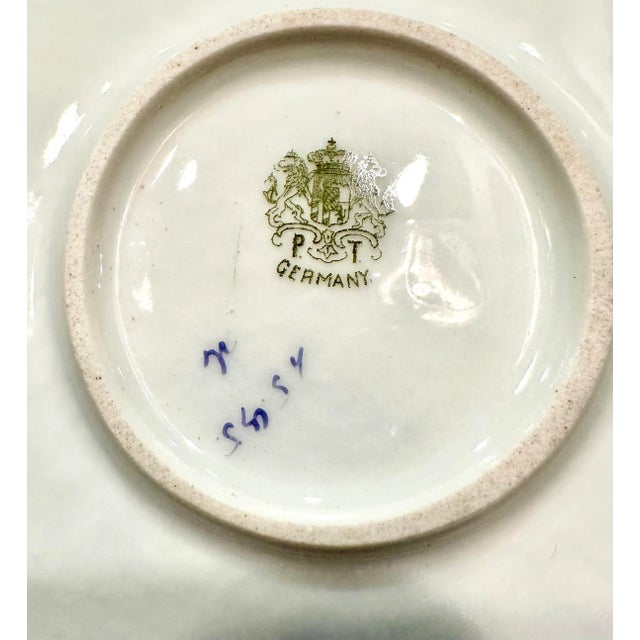 Antique Hand Painted German Porcelain Large Cabinet Plate Floral Reticulated Handles For Sale - Image 4 of 12