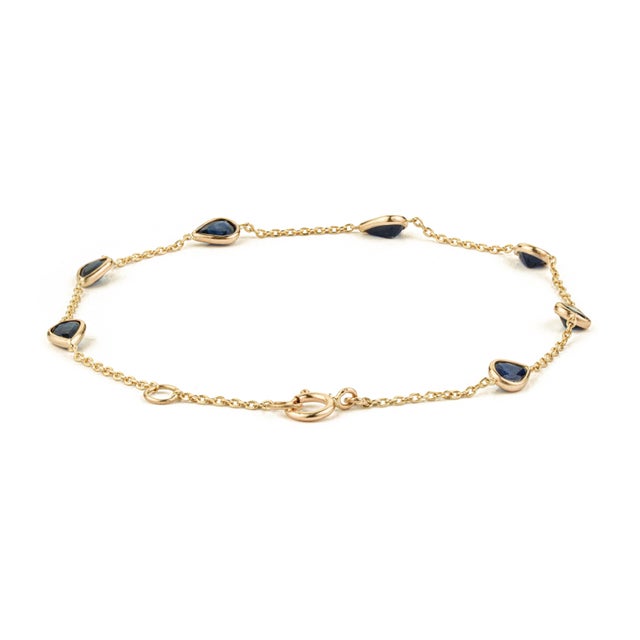 VRJewels 2.05ct Bezel Set Blue Sapphire Station Bracelet in 14k Yellow Gold For Sale - Image 11 of 18