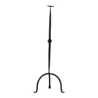 1950s Tall French Iron Candle Stick For Sale