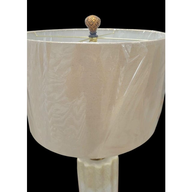 Metal Monumental Sized Faux Marble Ceramic Metal Urn Column Table Lamp For Sale - Image 7 of 13
