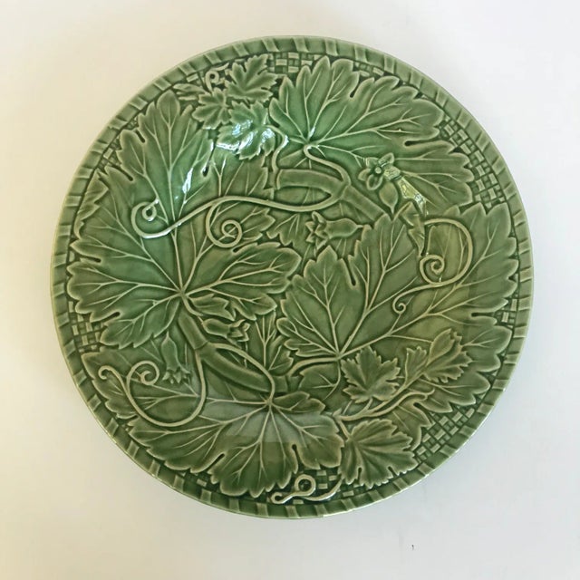 Ceramic Vintage Bordallo Pinheiro Green Ceramic Serving Plate For Sale - Image 7 of 7