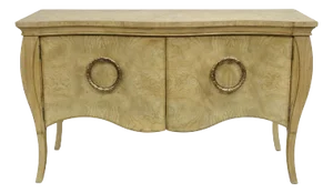 Insignia Drexel Heritage Italian Provincial Burl 2 Door Bombe Cabinet Commode