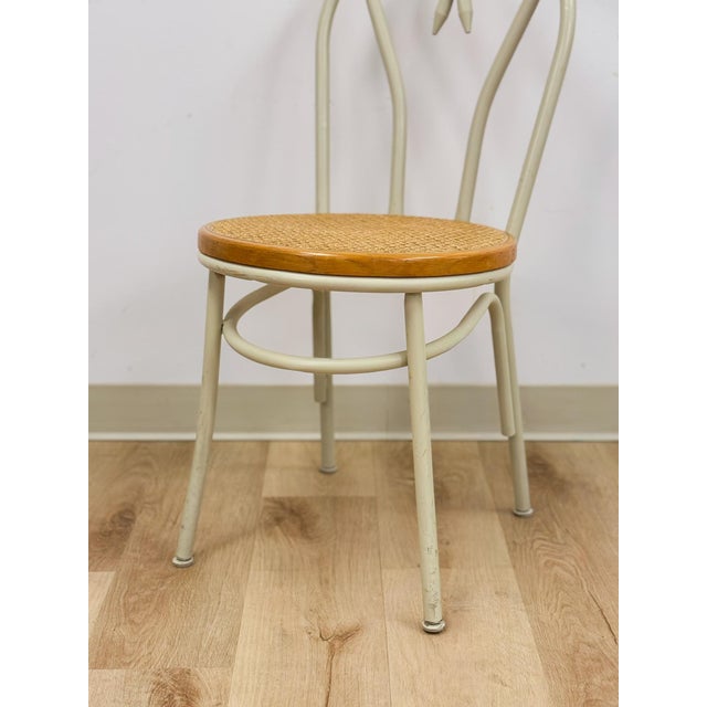 White Metal "Bentwood" Cane Seat Accent Chair Vintage MCM Coastal Boho For Sale In Tampa - Image 6 of 10