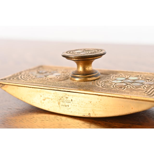 Tiffany Studios New York Bronze Doré and Abalone Rocker Blotter For Sale - Image 9 of 12