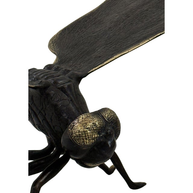 2020s Cast Bronze Dragonfly Sculpture — Sculptural Natural Form With Dark Patina For Sale - Image 5 of 6