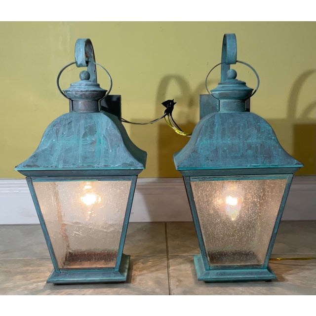 Pair of Vintage Solid Brass Lanterns - Timeless Elegance for Your Home For Sale - Image 9 of 10