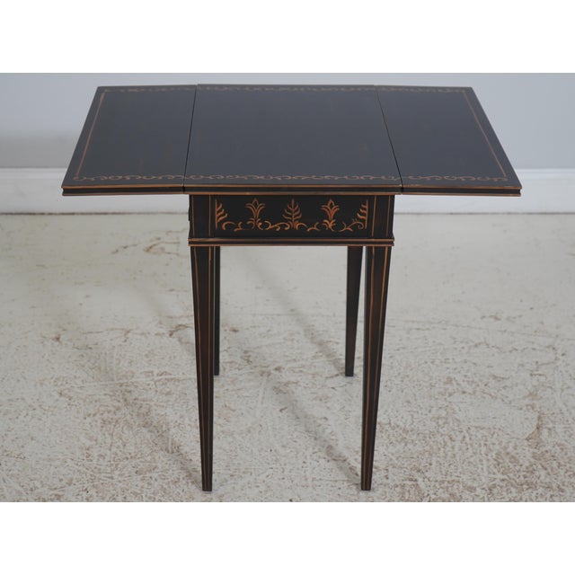 English Sherrill Black & Gold Crackle Paint Pembroke Drop Leaf Table For Sale - Image 3 of 17