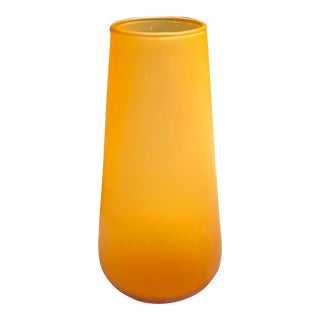 Carlo Moretti Style Amber Satin Glass Tapered Vase For Sale