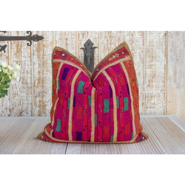 Khushi Thar Silk Embroidered Antique Pillow For Sale - Image 4 of 9