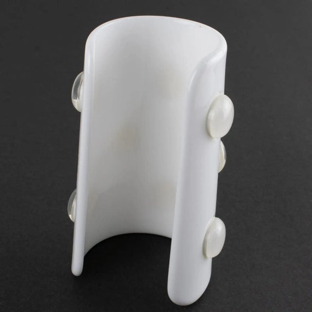 Krizia White Resin Lucite Cuff Bangle Bracelet with Cabochons For Sale - Image 9 of 13