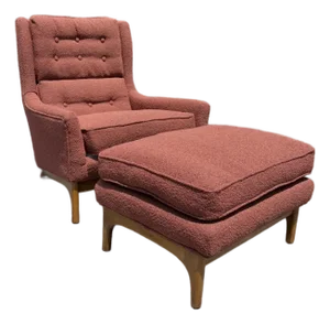 Restored Mid Century Tufted Lounge Chair & Otto