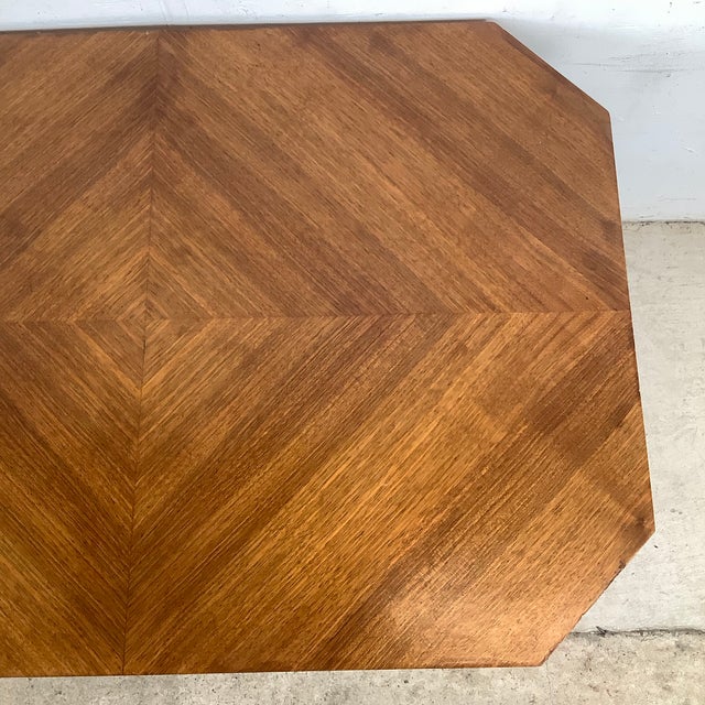 Vintage Modern Coffee Table With Bookmatched Veneer Top and Chrome Base For Sale In Philadelphia - Image 6 of 12