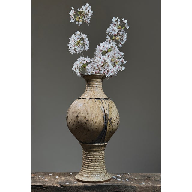 Modernist Shino-Glazed Pedestal Vessel Signed | Late 20th Century This monumental ceramic work exemplifies the modernist...